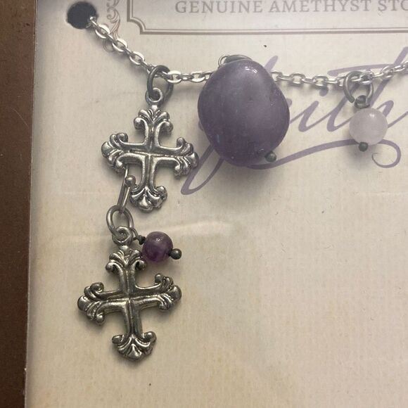 Pier 1 Imports Genuine Amethyst Stone Necklace and Earrings Set New in Box - Picture 5 of 8